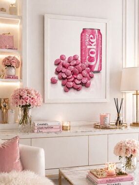 Pink wall art soda & Happy Pills Wall Art 11x14 Pink Dopamine Decor wall Art